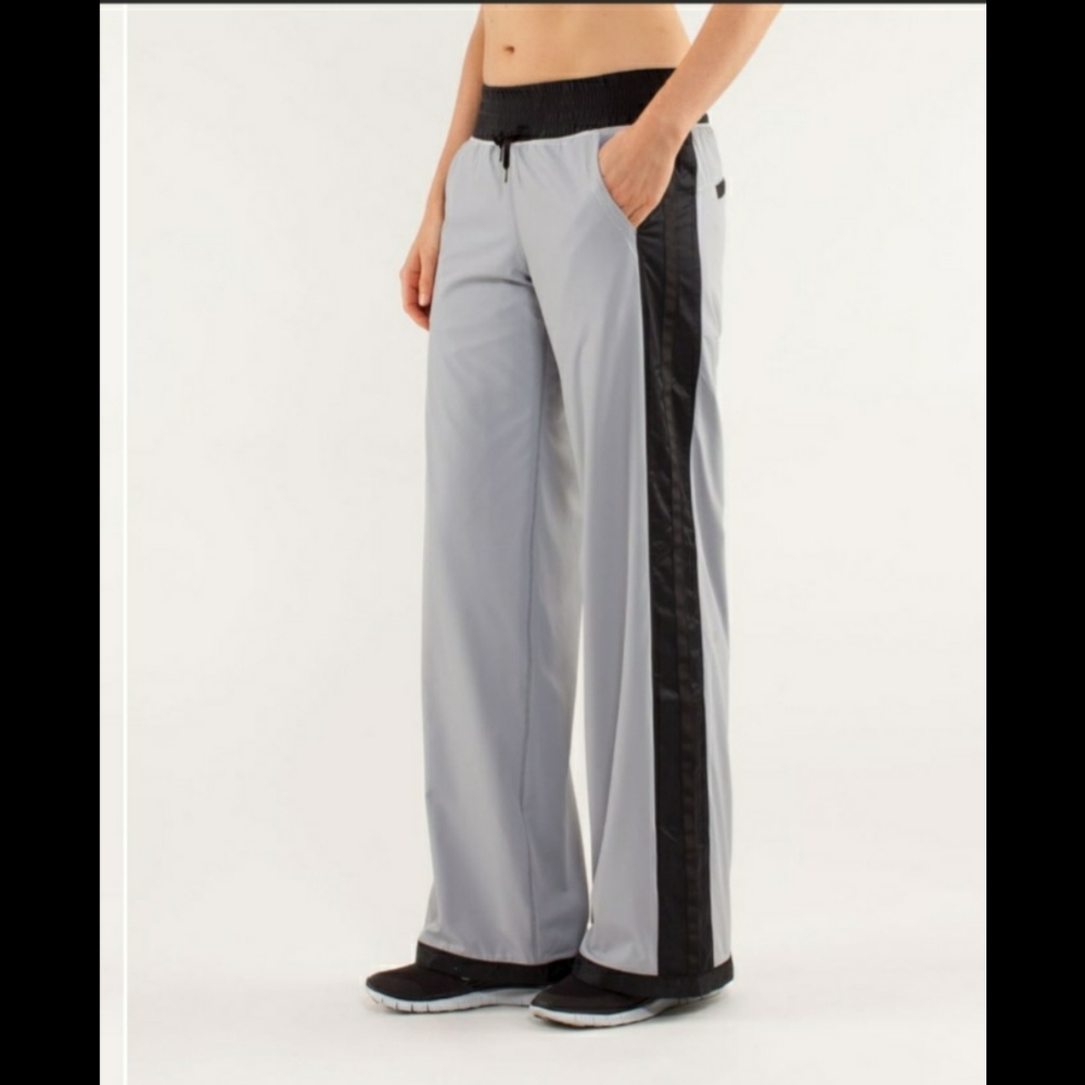 lululemon athletica Gray Wide-Leg Track Pants with Black Side Stripe